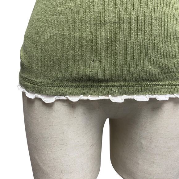 Vintage R Doll Womens Size S Green Layered Lace V Neck Ribbed Shirt - Picture 6 of 8